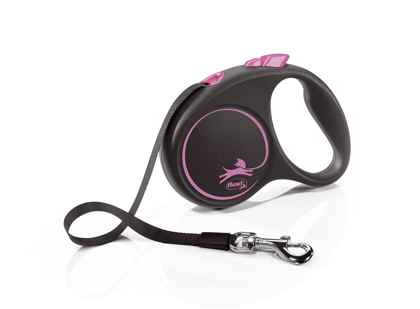 PINK FLEXI Black Design Large Tape Lead 5m max 50kg Dog Pup fit Multi Box & LED Light