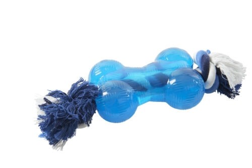 Dog Toy Strong Bone w/rope Incredibly durable TPR rubber for aggressive chewers Medium