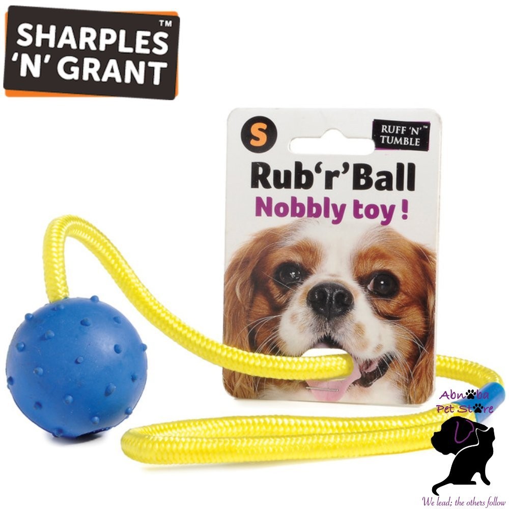 SMALL Sharples N Grant Rub 'r' Ball Nobbly Heavy Duty woven fibre rope Dog Toy