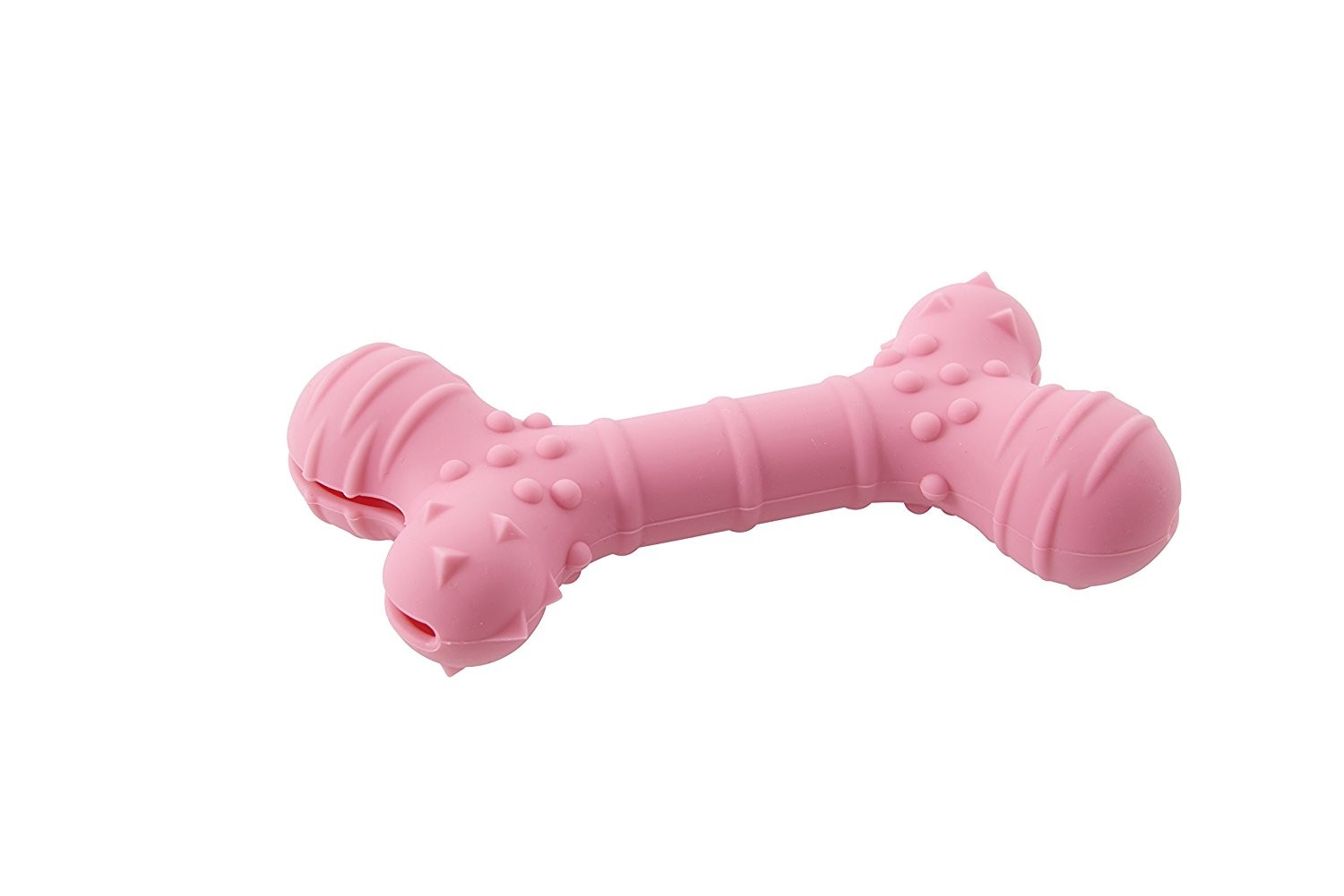 BUSTER Flex Bone soft & flexible silicone Fill toy with food treats can be froze (Pink) 