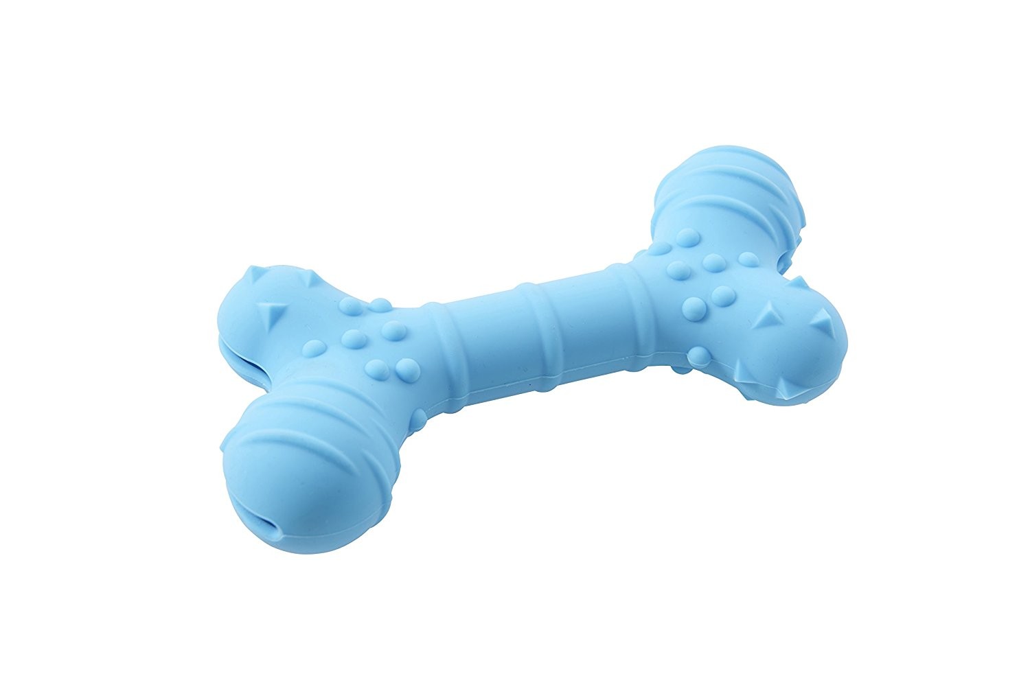 BUSTER Flex Bone soft & flexible silicone Fill toy with food treats can be froze (Light Blue) 