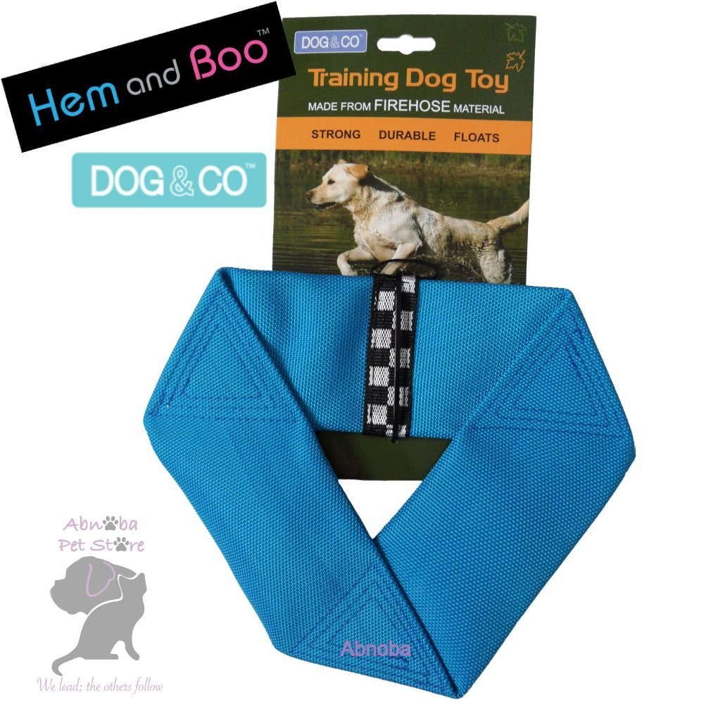 BLUE Hem & Boo FIREHOSE FLYER Strong Durable Floats Dog & Co Training Toy Nylon Shell
