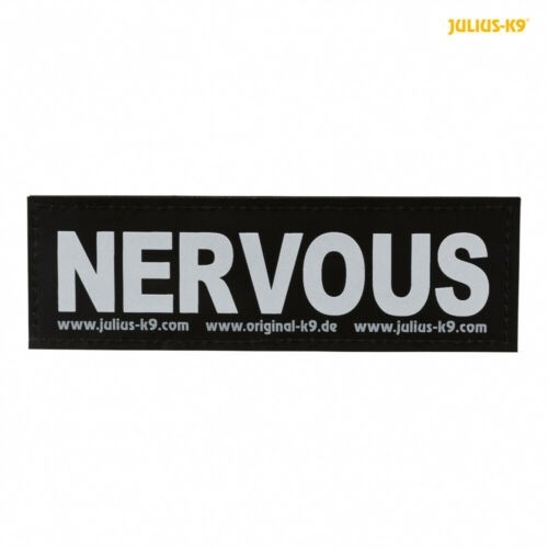 Julius-K9® Attachable Dog Harness Labels size L 16×5cm for size 1–4 2 Pieces "NERVOUS"