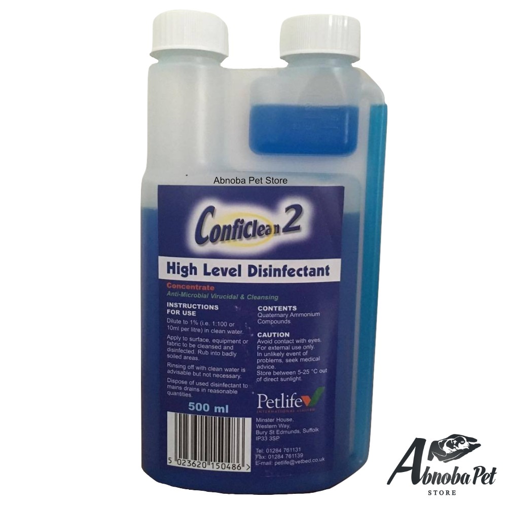 PETLIFE Conficlean2 Concentrated High Level Disinfectant - used in whelping boxes - Citrus 500ml