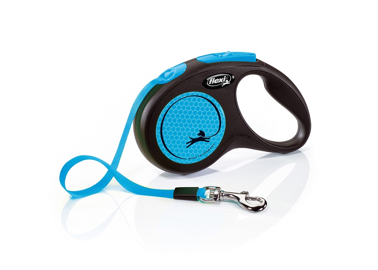 flexi New NEON, tape leash, M: 5 m, neon blue