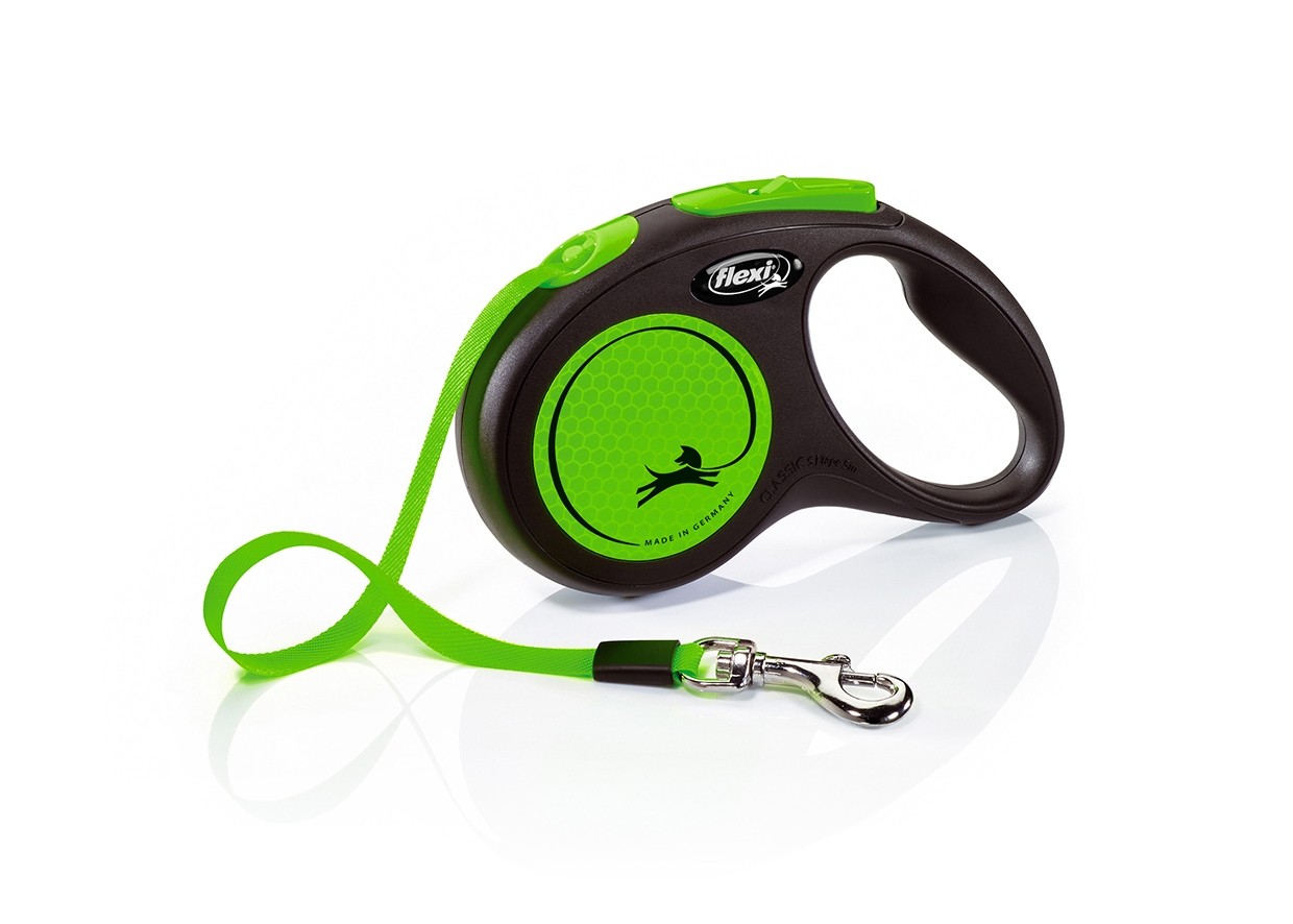 flexi New NEON, tape leash, S: 5 m, neon green