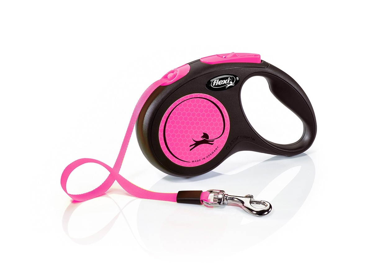 flexi New NEON, tape leash, M: 5 m, neon pink