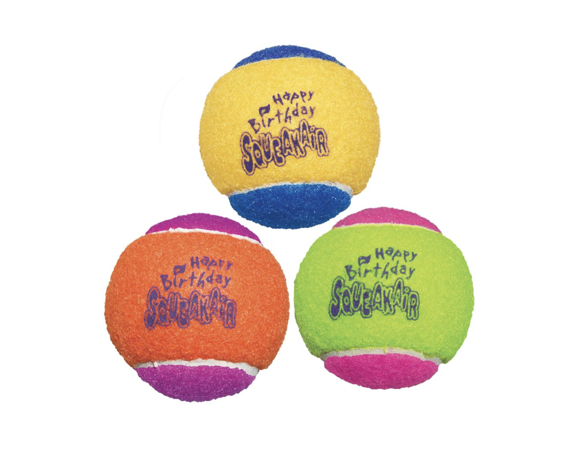 Kong Dog / Pup SqueakAir® Birthday 3 Balls Non-abrasive tennis material Squeaker