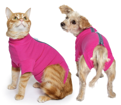 VetMedWear Pink Recovery Suit After Surgery dog Wound Protect Post whelping XL.