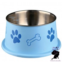 (Blue) Trixie Long Ear Bowl For Spaniel Type Dog Food Or Water Stainless Steel non-slip