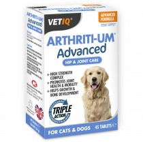 VetIQ Arthriti-UM Advanced Tablets for Cats & Dogs x 45 Pack MSM & Green Lipped Mussel 