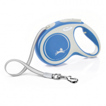 BLUE Flexi XS New COMFORT Tape Dog Leash Lead soft grip short-stroke braking system