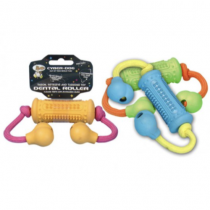 Rosewood Dog Puppy Cyber Dental Roller With Rope Tough Rubber Toy Throw Fetch