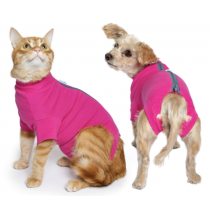 VetMedWear Pink Recovery Suit After Surgery dog Wound Protect Post whelping 3XL.