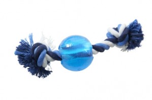 Dog Toy Strong Ball w/rope Incredibly durable TPR rubber for aggressive chewers Small