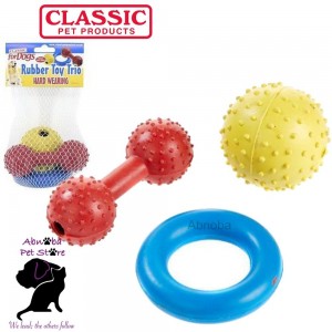 Classic Rubber Trio Mix, 3pk tough, hard wearing & extremely durable Dog Toys
