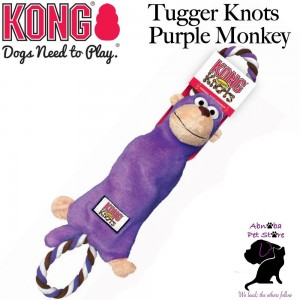 PURPLE MONKEY Small/ Medium Kong Tugger Knots interactive tug & shake toys dogs love knotted ropes inside
