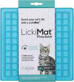 LickiMat Classic Playdate Cat Kitten SLOW FEED / FOOD BOWL / DISH TURQUOISE MAT
