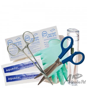 BUDGET Whelping Kit – Tray, Gloves, Forceps, Wipes, Lube, Thermometer & Scissors (359)