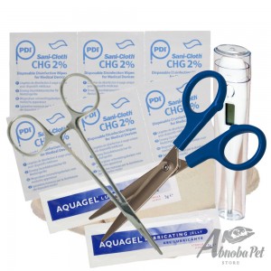 BUDGET Whelping Kit – Tray, Scissors, Wipes, Lube, Forceps & Thermometer