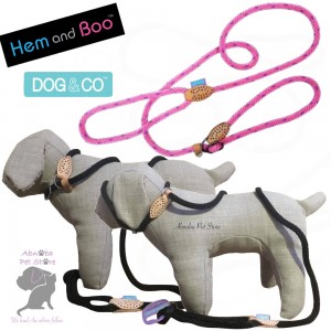 60" 8mm, PINK - Hem & Boo Dog & Co Soft Touch Rope Collar & lead in one Figure 8 Halter Option 