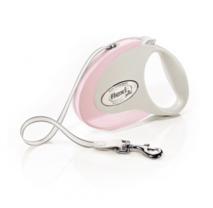 PINK Flexi STYLE tape leash S: 3m White soft handle Retractable Lead Dog Puppy 