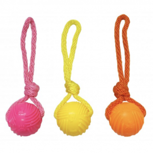 Good Boy Glow In The Dark Ball On A Rope 60mm Throw Fetch Dog Toy Active Puppy