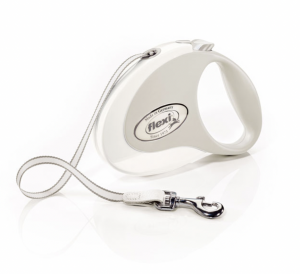 WHITE Flexi STYLE tape leash S: 3m White soft handle Retractable Lead Dog Puppy 